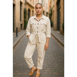 AMERICAN VINTAGE Jumpsuit Snopdog Oversized Cotton in Ecru size medium NWT